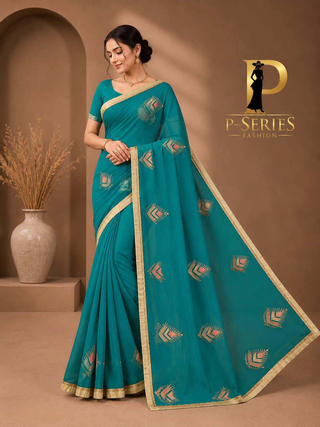 Emerald Green Premium Designer Saree